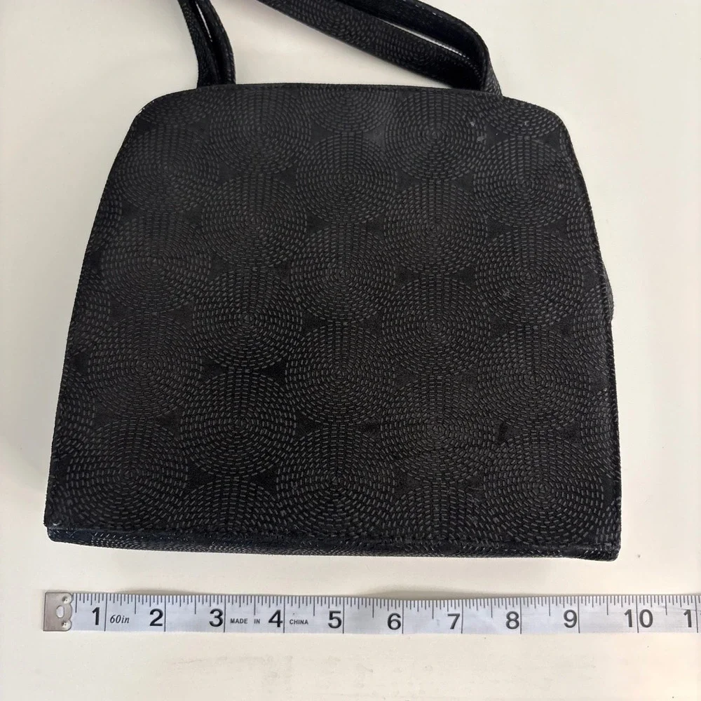 Bruno Magli Vintage Black Textured Spiral Crossbody Bag Made in Italy Handbag